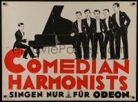 7r923 COMEDIAN HARMONISTS 28x37 German music poster 1930 Friedl art of the singers by piano!