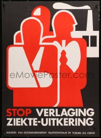 7r364 STOP VERLAGING ZIEKTE-UITKERING 18x25 Dutch special poster 1950s art of workers with issues!