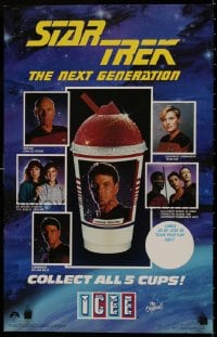 7r741 STAR TREK: THE NEXT GENERATION 14x22 special poster 1987 Stewart, Frakes, cast, Icee!