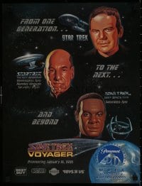 7r201 STAR TREK tv poster 1995 sci-fi art of William Shatner, Patrick Stewart, Avery Brooks!