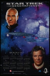 7r144 STAR TREK: GENERATIONS calendar 1994 Patrick Stewart as Picard, William Shatner as Kirk!