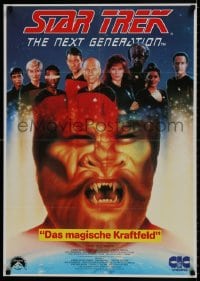 7r963 STAR TREK: THE NEXT GENERATION 23x33 German video poster 1987 Patrick Stewart, Frakes, cast!