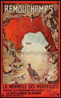 7r102 REMOUCHAMPS 24x40 Belgian travel poster 1923 O. Lieder art of the underground river!