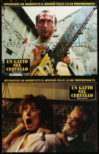 7t951 CAT IN THE BRAIN group of 2 Italian 19x24 pbustas 1990 Lucio Fulci's Un Gatto nel Cervello!