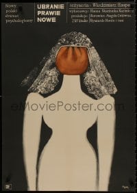 7t793 UBRANIE PRAWIE NOWE Polish 23x33 1964 Wlodzimierz Haupe, Flisak art of faceless bride!