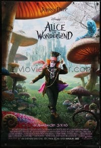 8a036 ALICE IN WONDERLAND advance DS 1sh 2010 Johnny Depp as the Mad Hatter surrounded by mushrooms
