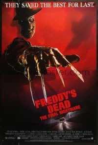 8a328 FREDDY'S DEAD 1sh 1991 great art of Robert Englund as Freddy Krueger!