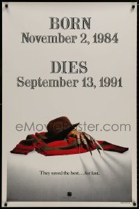 8a329 FREDDY'S DEAD style A teaser 1sh 1991 cool image of Krueger's sweater, hat, and claws!