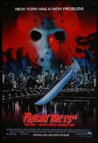 8a335 FRIDAY THE 13th PART VIII advance 1sh 1989 Jason Takes Manhattan, NYC has a new problem!