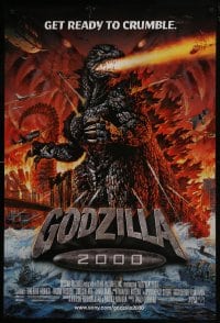 8a356 GODZILLA 2000 DS 1sh 2000 Gojira ni-sen miraniamu, cool artwork of monster attack!