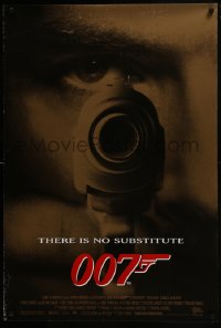 8a357 GOLDENEYE 1sh 1995 image of Pierce Brosnan as secret agent James Bond 007, gun close up!