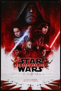 8a493 LAST JEDI int'l French language advance DS 1sh 2017 Star Wars, Hamill, Fisher, cast montage!