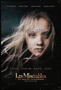 8a504 LES MISERABLES teaser DS 1sh 2012 huge close-up of Isabelle Allen as the young Cosette!