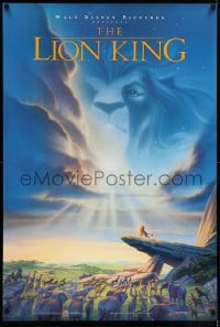 8a514 LION KING DS 1sh 1994 Disney Africa, John Alvin art of Simba on Pride Rock with Mufasa in sky