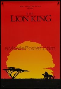 8a513 LION KING 1sh 1994 classic Disney cartoon, cool silhouettes against the sun artwork!