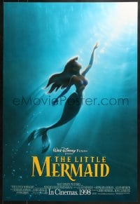 8a518 LITTLE MERMAID advance DS 1sh R1998 Ariel, In Cinemas, Disney underwater cartoon!