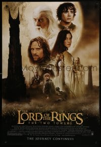 8a523 LORD OF THE RINGS: THE TWO TOWERS DS 1sh 2002 Peter Jackson epic, montage of cast!