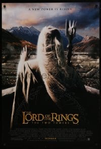 8a522 LORD OF THE RINGS: THE TWO TOWERS advance DS 1sh 2002 Christopher Lee as Saruman!