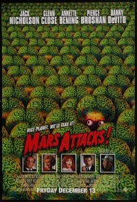 8a546 MARS ATTACKS! int'l advance 1sh 1996 directed by Tim Burton, great image of brainy aliens!