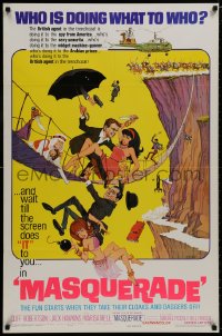 8a550 MASQUERADE 1sh 1965 Cliff Robertson, great wacky Jack Rickard artwork!