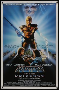 8a551 MASTERS OF THE UNIVERSE 1sh 1987 great image of Dolph Lundgren as He-Man!