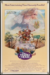 8a588 MUPPET MOVIE 1sh 1979 Henson, Drew Struzan GWTW parody art of Kermit the Frog & Miss Piggy!