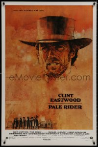 8a635 PALE RIDER 1sh 1985 great close-up artwork of cowboy Clint Eastwood by C. Michael Dudash!