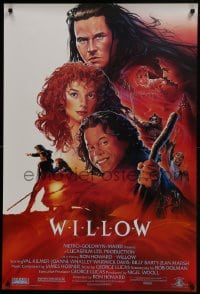 8a969 WILLOW 1sh 1988 Ron Howard directed, John Alvin art of Val Kilmer, Warwick Davis & Whalley!