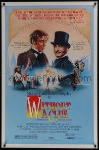 8a977 WITHOUT A CLUE 1sh 1988 great artwork of Michael Caine & Ben Kingsley on the case!