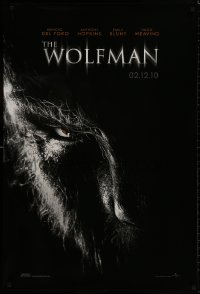 8a982 WOLFMAN teaser DS 1sh 2010 cool image of Benicio Del Toro as monster in title role!