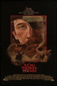 8a996 YOUNG SHERLOCK HOLMES 1sh 1985 Steven Spielberg, Nicholas Rowe, really cool detective art!