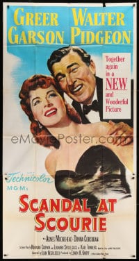 8b900 SCANDAL AT SCOURIE 3sh 1953 great close up art of smiling Greer Garson & Walter Pidgeon!