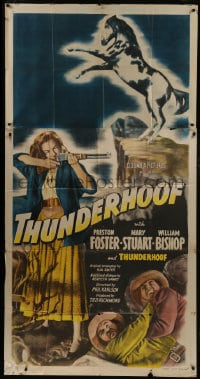 8b957 THUNDERHOOF 3sh 1948 Preston Foster, Mary Stuart aiming rifle, art of rearing horse!