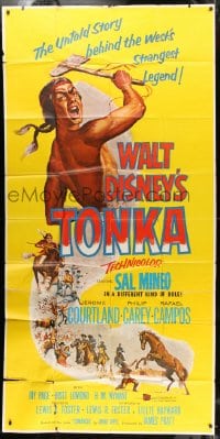 8b960 TONKA 3sh 1957 Sal Mineo, Walt Disney, West's strangest legend, artwork of Native Americans!