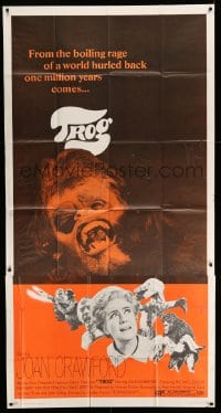 8b967 TROG 3sh 1970 Joan Crawford & prehistoric monsters, wacky horror explodes into today!