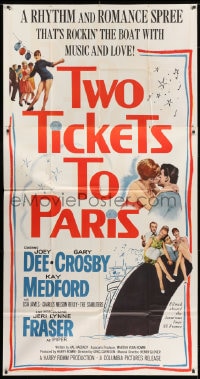 8b971 TWO TICKETS TO PARIS 3sh 1962 Joey Dee, Gary Crosby, Kay Medford in France!