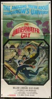 8b975 UNDERWATER CITY 3sh 1962 William Lundigan, the world of inner space, scuba diving sci-fi art!