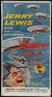 8b977 VISIT TO A SMALL PLANET 3sh 1960 wacky alien Jerry Lewis saucers down to Earth from space!