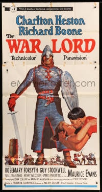 8b980 WAR LORD 3sh 1965 Terpning art of Charlton Heston all decked out in armor with sword!