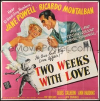 8b434 TWO WEEKS WITH LOVE 6sh 1950 art of sexy bride Jane Powell & groom Ricardo Montalban!