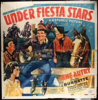 8b435 UNDER FIESTA STARS 6sh 1941 great art of Gene Autry playing guitar by Smiley Burnette, rare!