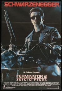 8b581 TERMINATOR 2 Argentinean 1991 Arnold Schwarzenegger on motorcycle with shotgun!