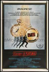 8b584 TIME AFTER TIME Argentinean 1979 Malcolm McDowell as H.G. Wells, great C.W. Taylor art!