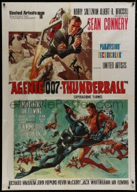 8b313 THUNDERBALL Italian 1p R1971 cool McGinnis & McCarthy art of Sean Connery as James Bond 007!