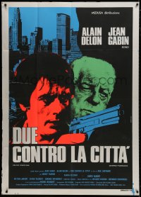 8b315 TWO MEN IN TOWN Italian 1p R1970s Alain Delon, Jean Gabin, Deux hommes dans la ville. dayglo!