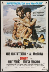 8c708 CONVOY Aust 1sh 1978 art of barechested trucker Kris Kristofferson & sexy Ali McGraw!