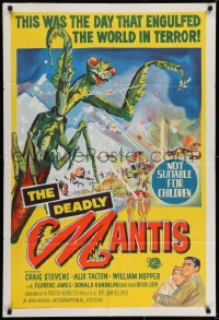 8c714 DEADLY MANTIS Aust 1sh 1957 classic art of giant insect attacking Washington D.C.!