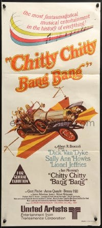 8c810 CHITTY CHITTY BANG BANG Aust daybill 1969 Dick Van Dyke, Sally Ann Howes, art of flying car!