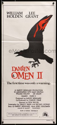 8c818 DAMIEN OMEN II Aust daybill 1978 cool art of demonic crow, the first time was only a warning!