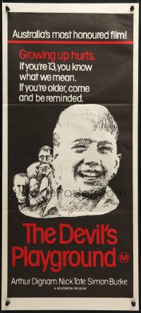 8c825 DEVIL'S PLAYGROUND Aust daybill 1976 Fred Schepisi directed, Arthur Dignam & Nick Tate!